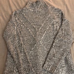 Gray Chunky Knit Cable Sweater